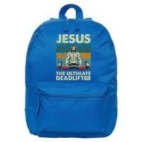 Jesus The Ultimate Deadlifter Funny Christian Workout Jesus Gift 16 in Basic Backpack