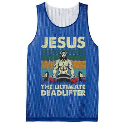 Jesus The Ultimate Deadlifter Funny Christian Workout Jesus Gift Mesh Reversible Basketball Jersey Tank