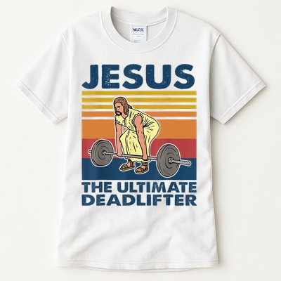 Jesus The Ultimate Deadlifter Funny Gym Weightlifter Vintage Tall T-Shirt