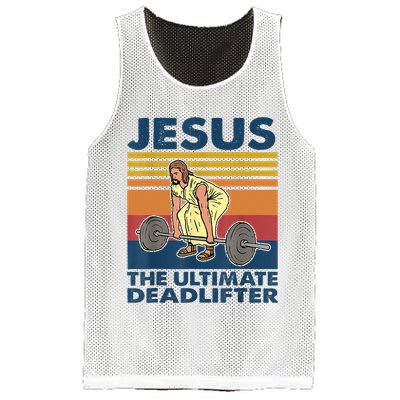 Jesus The Ultimate Deadlifter Funny Gym Weightlifter Vintage Mesh Reversible Basketball Jersey Tank