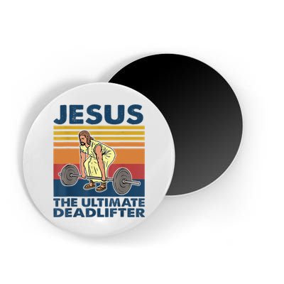 Jesus The Ultimate Deadlifter Funny Gym Weightlifter Vintage Magnet