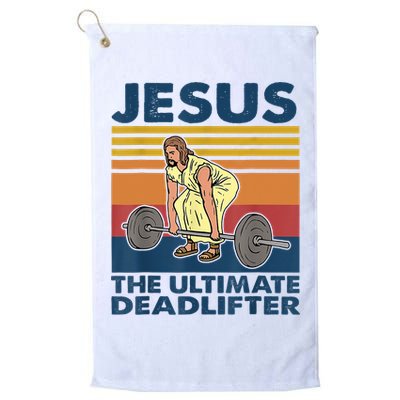 Jesus The Ultimate Deadlifter Funny Gym Weightlifter Vintage Golf Towel