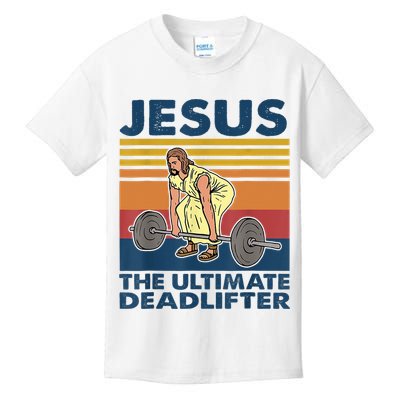 Jesus The Ultimate Deadlifter Funny Gym Weightlifter Vintage Kids T-Shirt