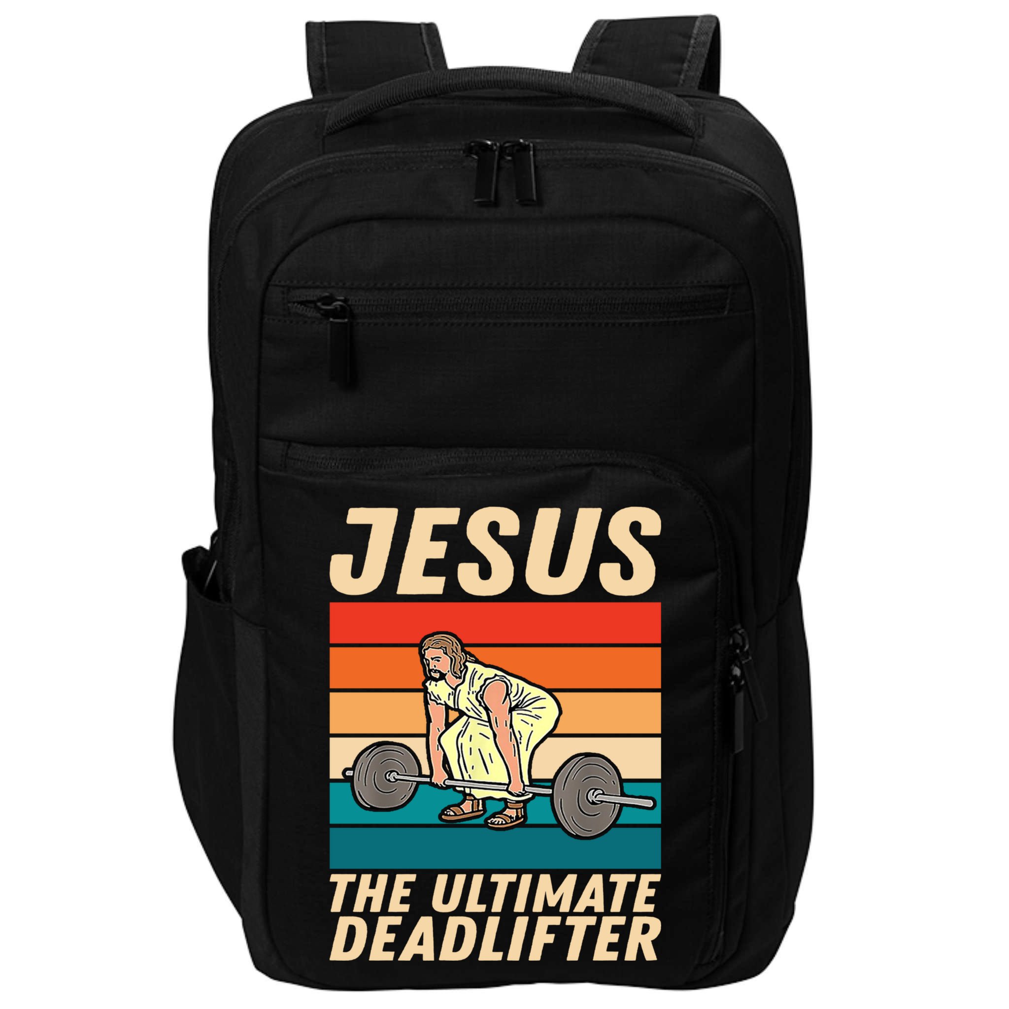 Jesus The Ultimate Deadlifter Funny Vintage Gym Christian Gift Impact Tech Backpack