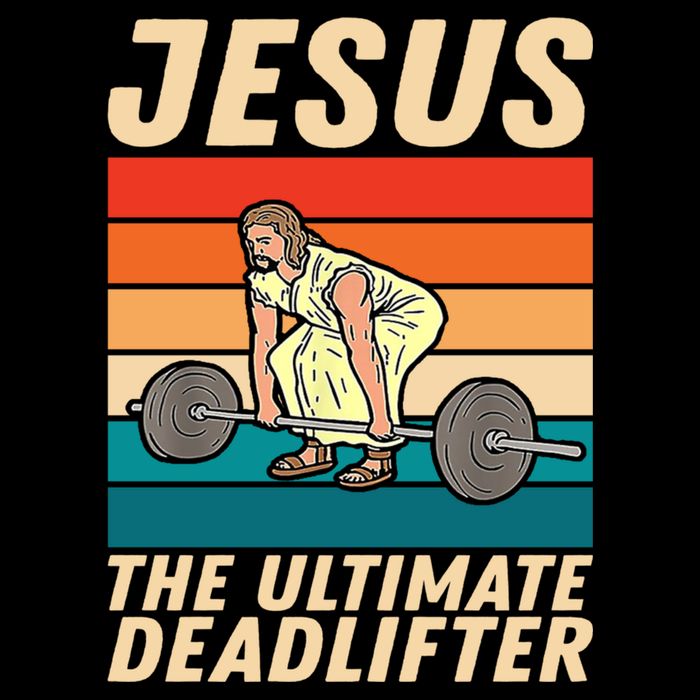Jesus The Ultimate Deadlifter Funny Vintage Gym Christian Gift Bucket Hat