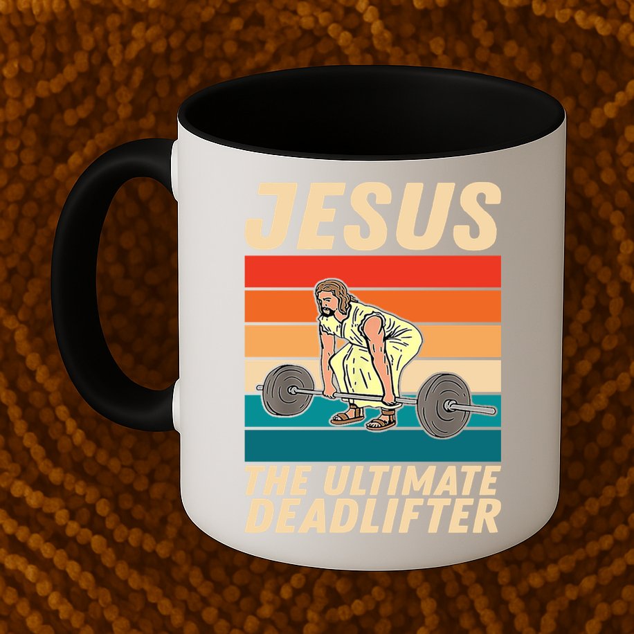 Jesus The Ultimate Deadlifter Funny Vintage Gym Christian Gift Mug