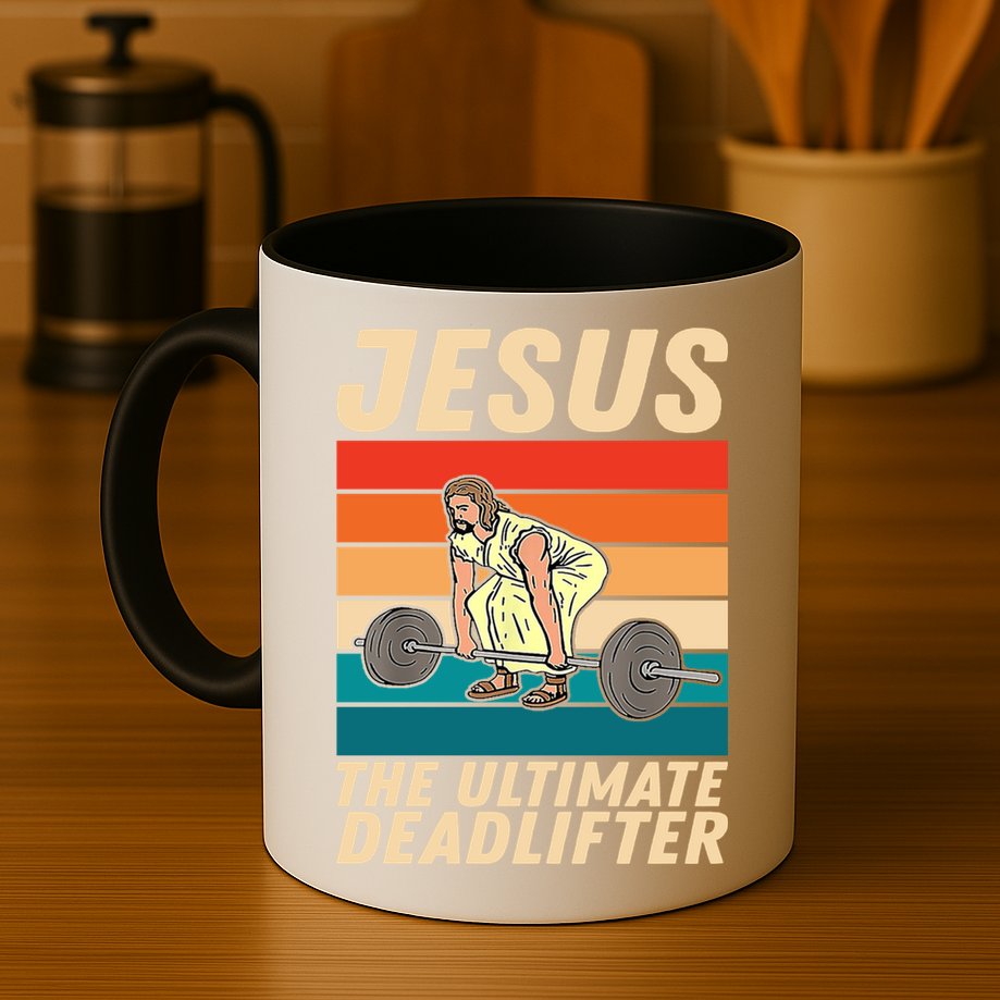 Jesus The Ultimate Deadlifter Funny Vintage Gym Christian Gift Mug