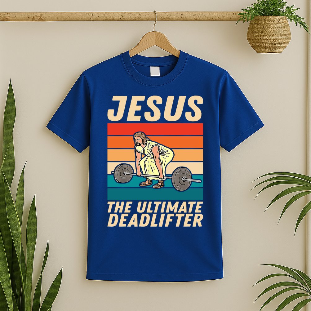 Jesus The Ultimate Deadlifter Funny Vintage Gym Christian Gift T-Shirt