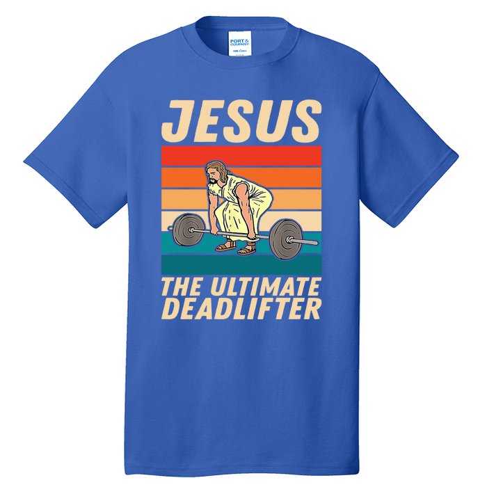 Jesus The Ultimate Deadlifter Funny Vintage Gym Christian Gift Tall T-Shirt