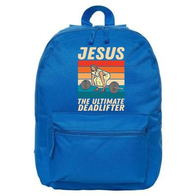 Jesus The Ultimate Deadlifter Funny Vintage Gym Christian Gift 16 in Basic Backpack
