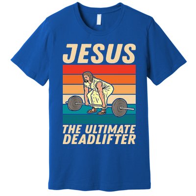 Jesus The Ultimate Deadlifter Funny Vintage Gym Christian Gift Premium T-Shirt