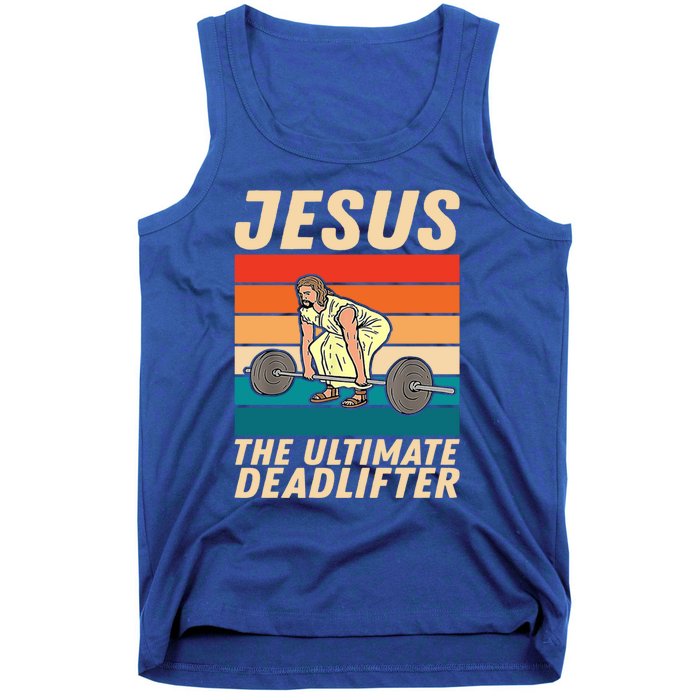 Jesus The Ultimate Deadlifter Funny Vintage Gym Christian Gift Tank Top