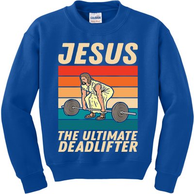 Jesus The Ultimate Deadlifter Funny Vintage Gym Christian Gift Kids Sweatshirt