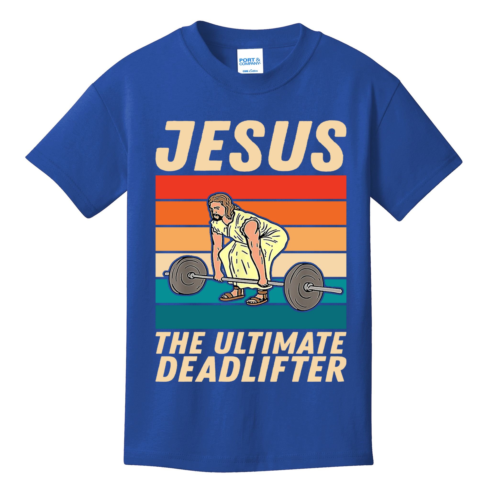 Jesus The Ultimate Deadlifter Funny Vintage Gym Christian Gift Kids T-Shirt