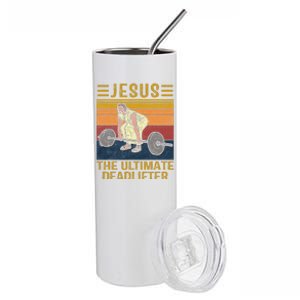 Jesus The Ultimate Deadlifter Weights Gym Fitness Athlete Stainless Steel Tumbler