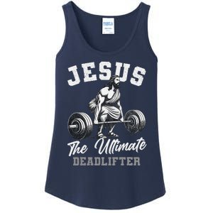 Jesus The Ultimate Deadlifter Funny Christian Gym Christmas Ladies Essential Tank