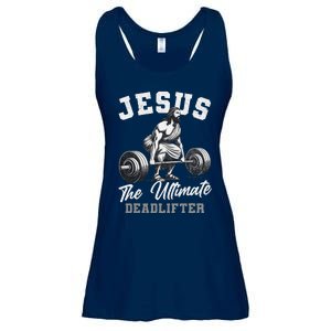 Jesus The Ultimate Deadlifter Funny Christian Gym Christmas Ladies Essential Flowy Tank