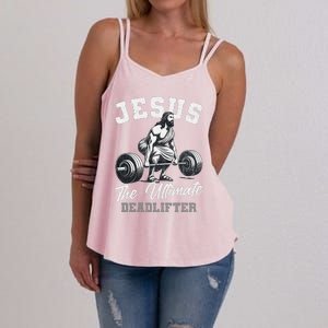 Jesus The Ultimate Deadlifter Funny Christian Gym Christmas Women's Strappy Tank