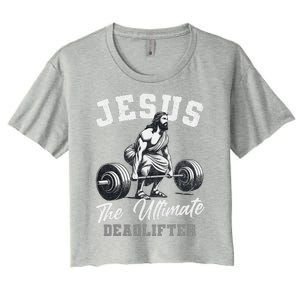 Jesus The Ultimate Deadlifter Funny Christian Gym Christmas Women's Crop Top Tee