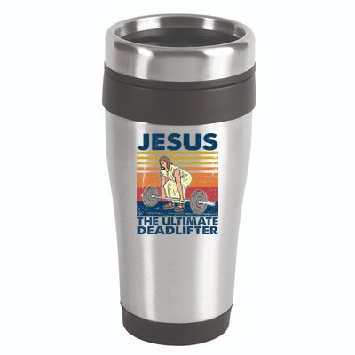 Jesus The Ultimate Deadlifter Funny Christian Gym 16oz Travel Tumbler