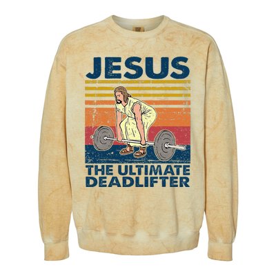 Jesus The Ultimate Deadlifter Funny Christian Gym Colorblast Crewneck Sweatshirt