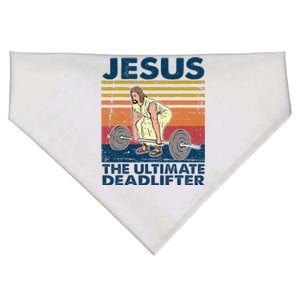 Jesus The Ultimate Deadlifter Funny Christian Gym USA-Made Doggie Bandana