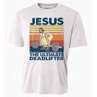 Jesus The Ultimate Deadlifter Funny Christian Gym Cooling Performance Crew T-Shirt