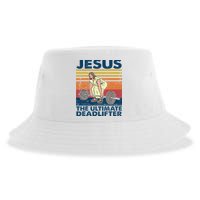 Jesus The Ultimate Deadlifter Funny Christian Gym Sustainable Bucket Hat