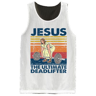 Jesus The Ultimate Deadlifter Funny Christian Gym Mesh Reversible Basketball Jersey Tank
