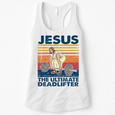 Jesus The Ultimate Deadlifter Funny Christian Gym Womens Tank Top