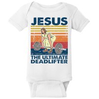 Jesus The Ultimate Deadlifter Funny Christian Gym Baby Bodysuit