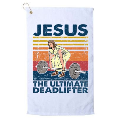 Jesus The Ultimate Deadlifter Funny Christian Gym Golf Towel