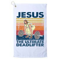 Jesus The Ultimate Deadlifter Funny Christian Gym Golf Towel