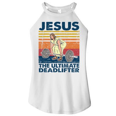 Jesus The Ultimate Deadlifter Funny Christian Gym Women's Perfect Tri Rocker Tank