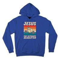 Jesus The Ultimate Deadlifter Funny Vintage Gym Christian Cool Gift Tall Hoodie