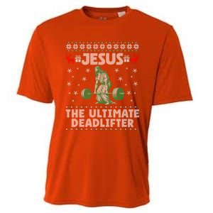 Jesus The Ultimate Deadlifter Christmas Ugly Sweater Cool Gift Cooling Performance Crew T-Shirt