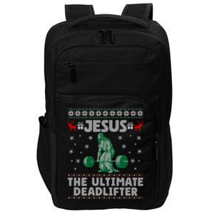 Jesus The Ultimate Deadlifter Christmas Ugly Sweater Cool Gift Impact Tech Backpack