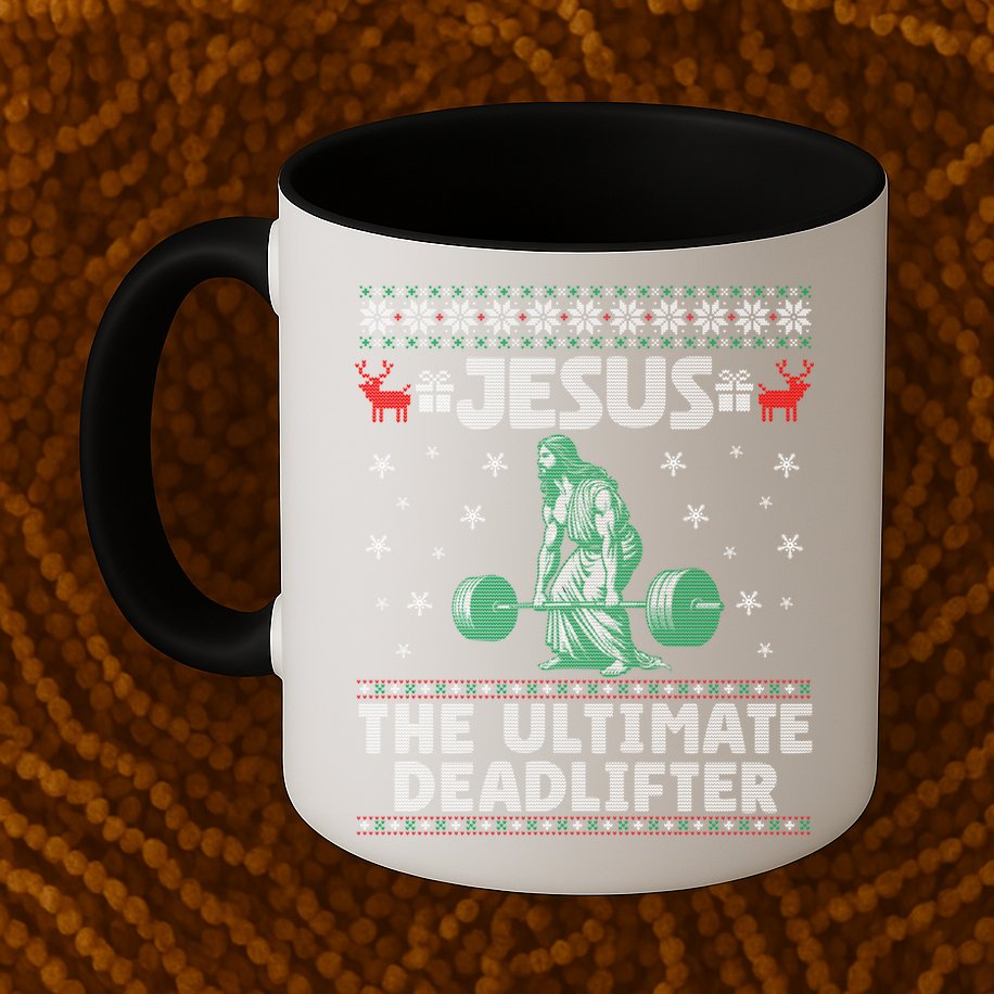 Jesus The Ultimate Deadlifter Christmas Ugly Sweater Cool Gift Mug
