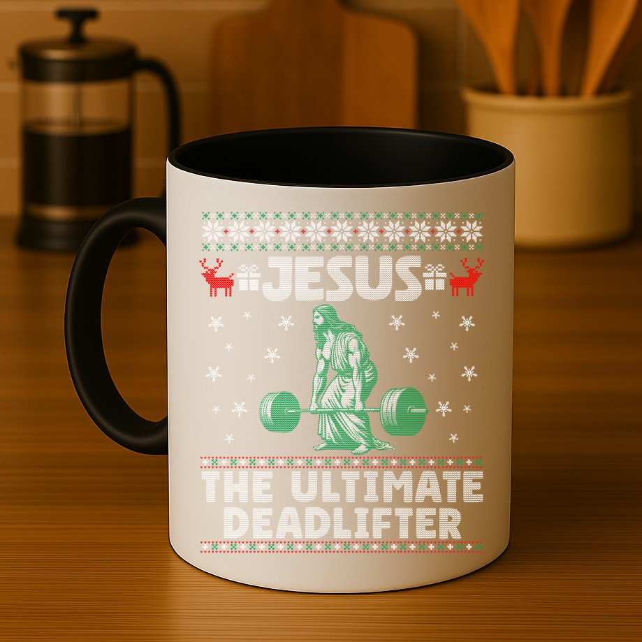 Jesus The Ultimate Deadlifter Christmas Ugly Sweater Cool Gift Mug