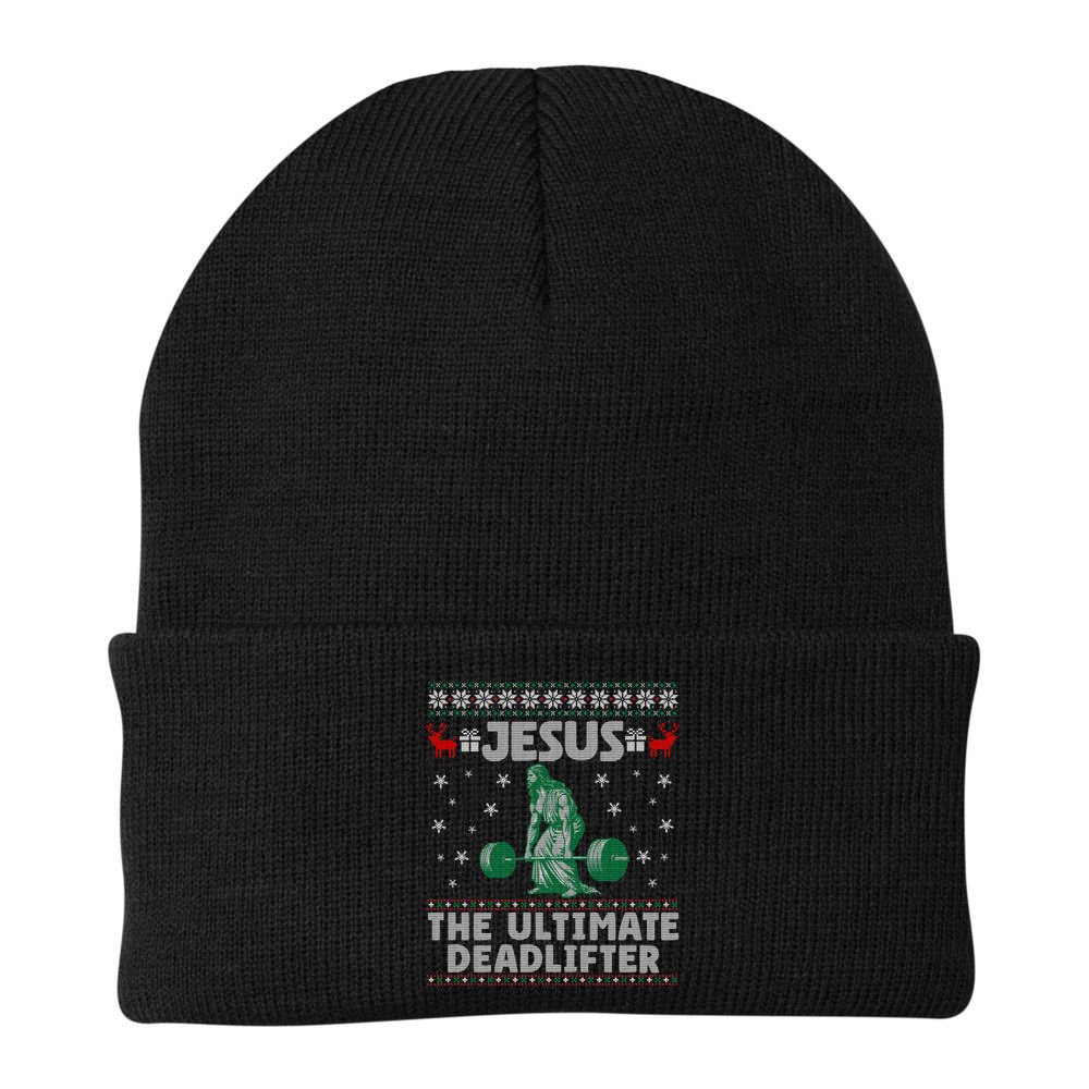 Jesus The Ultimate Deadlifter Christmas Ugly Sweater Cool Gift Beanie