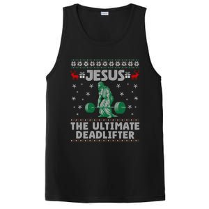 Jesus The Ultimate Deadlifter Christmas Ugly Sweater Cool Gift PosiCharge Competitor Tank