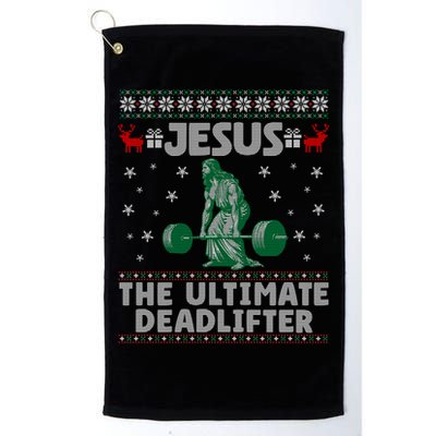 Jesus The Ultimate Deadlifter Christmas Ugly Sweater Cool Gift Golf Towel