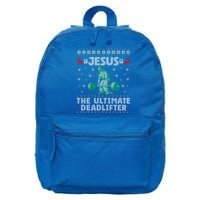 Jesus The Ultimate Deadlifter Christmas Ugly Sweater Cool Gift 16 in Basic Backpack