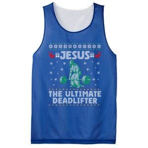 Jesus The Ultimate Deadlifter Christmas Ugly Sweater Cool Gift Mesh Reversible Basketball Jersey Tank