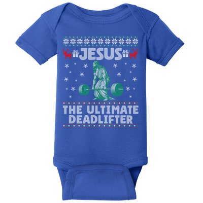 Jesus The Ultimate Deadlifter Christmas Ugly Sweater Cool Gift Baby Bodysuit