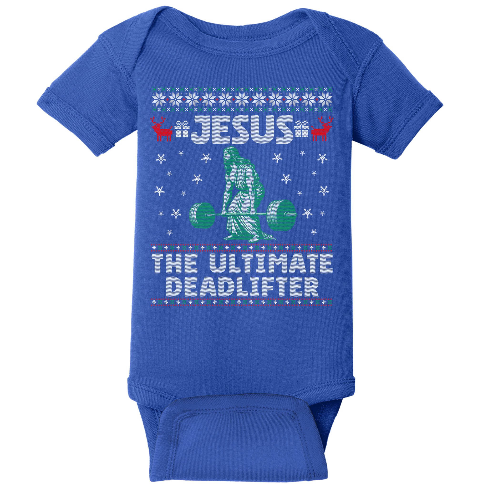 Jesus The Ultimate Deadlifter Christmas Ugly Sweater Cool Gift Baby Bodysuit