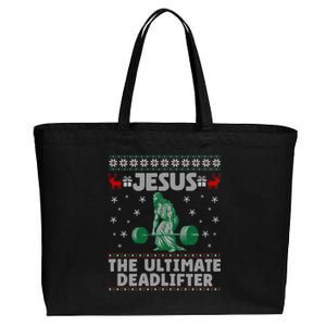 Jesus The Ultimate Deadlifter Christmas Ugly Sweater Cool Gift Cotton Canvas Jumbo Tote