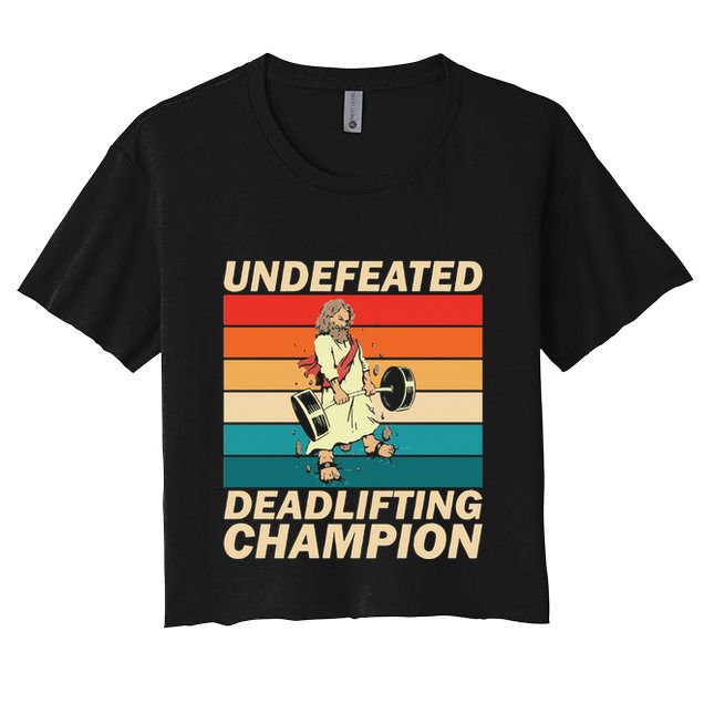 Jesus The Ultimate Deadlifter Funny Vintage Gym Christian Crop Top