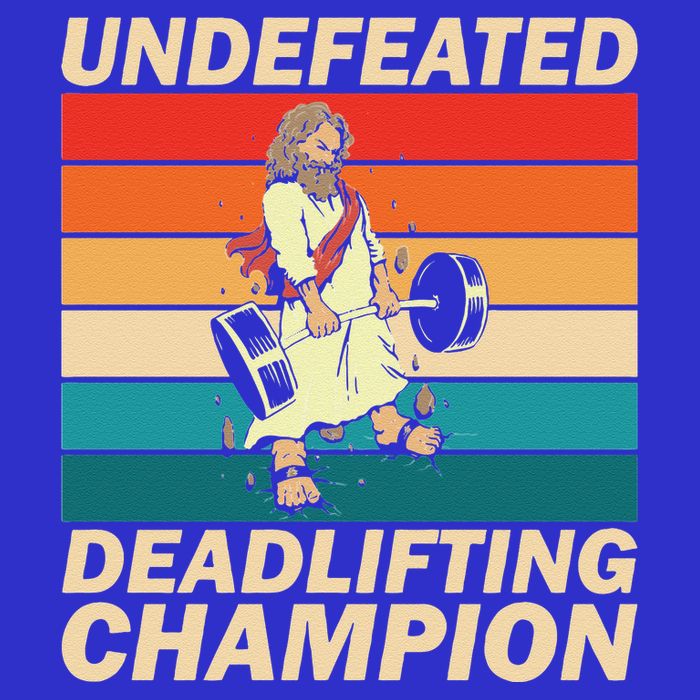 Jesus The Ultimate Deadlifter Funny Vintage Gym Christian Button