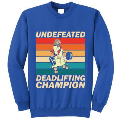 Jesus The Ultimate Deadlifter Funny Vintage Gym Christian Tall Sweatshirt